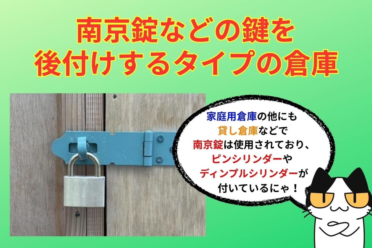 南京錠などの鍵を後付けするタイプの倉庫