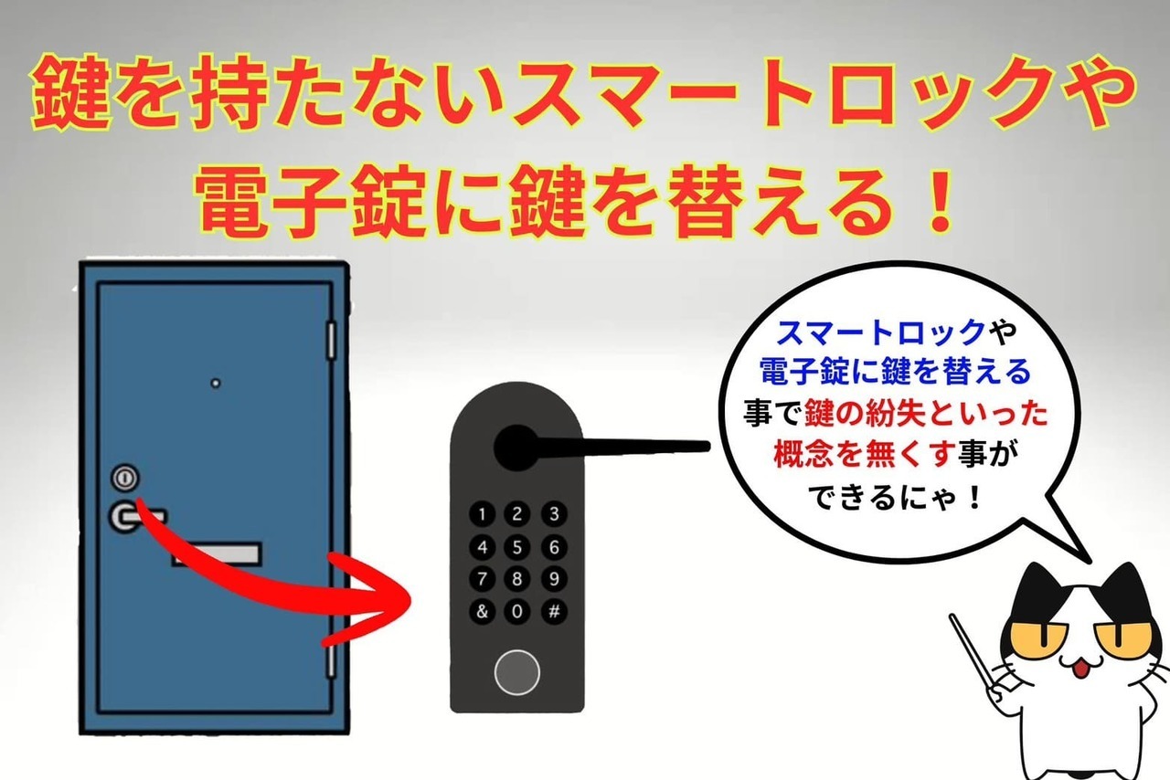 鍵を持たないスマートロックや電子錠にする