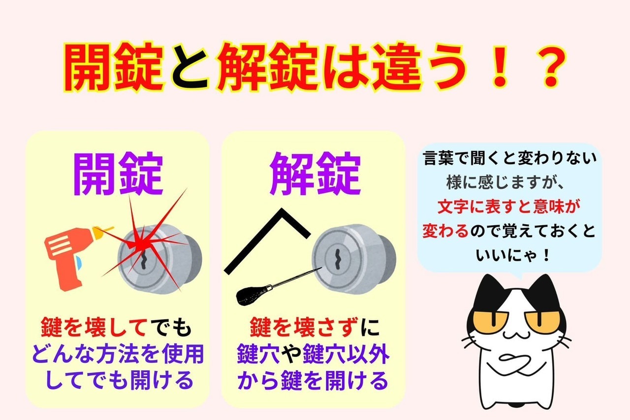 開錠と解錠では実は意味が違う？
