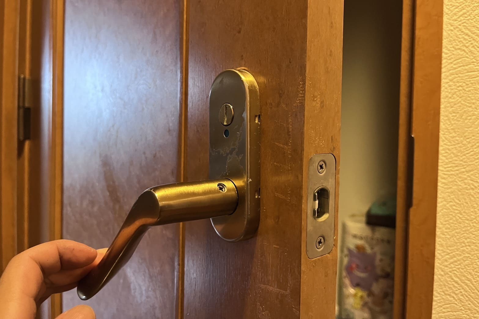 交換後のトイレの鍵【GIKEN】（ラッチ）