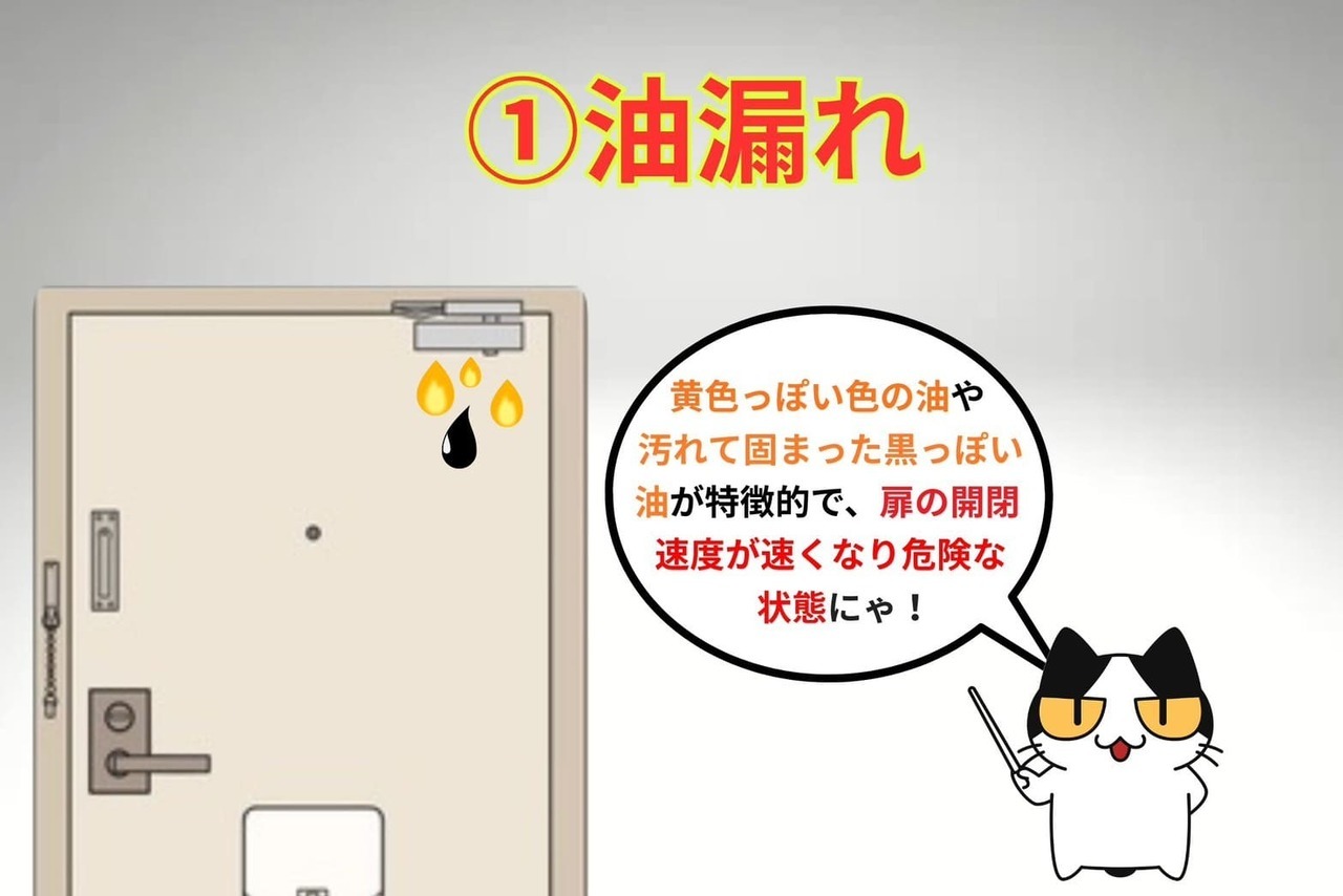 ドアクローザー故障①油漏れ
