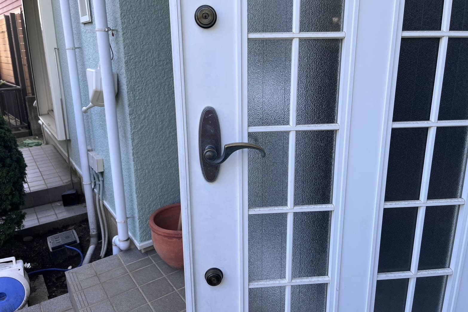 交換前の玄関の鍵【GOAL】（刻みキー）（鍵紛失）