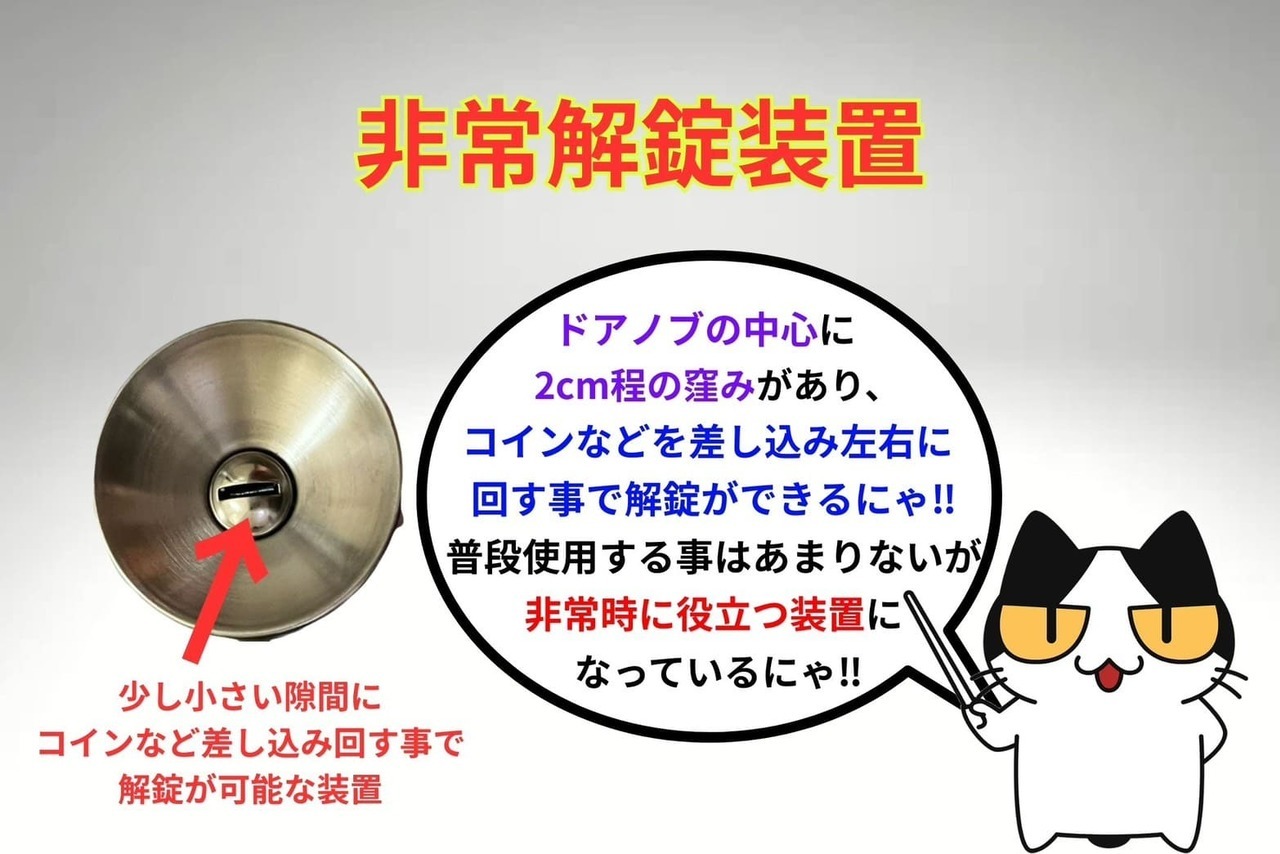 円筒錠の鍵（非常解錠装置）