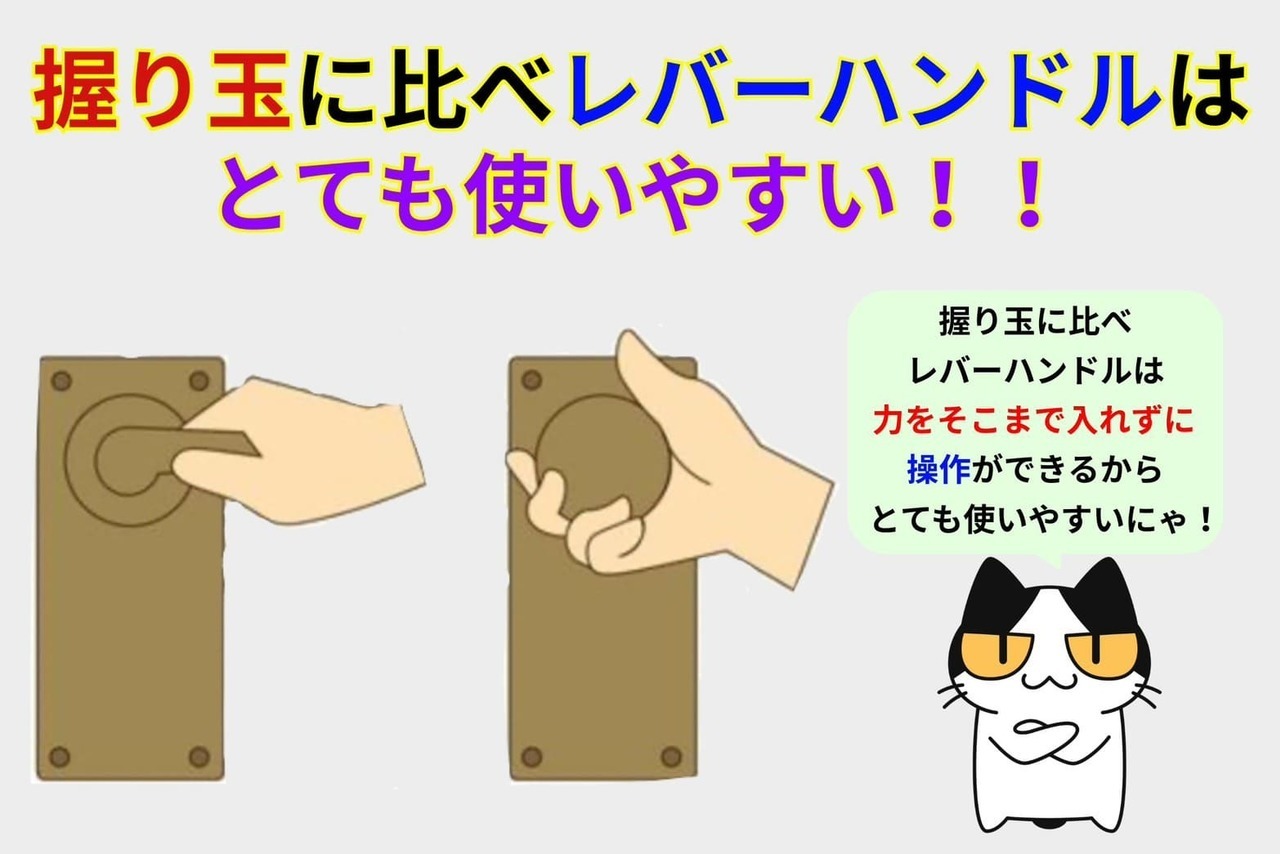 握り玉に比べレバーハンドルはとても使いやすい！！