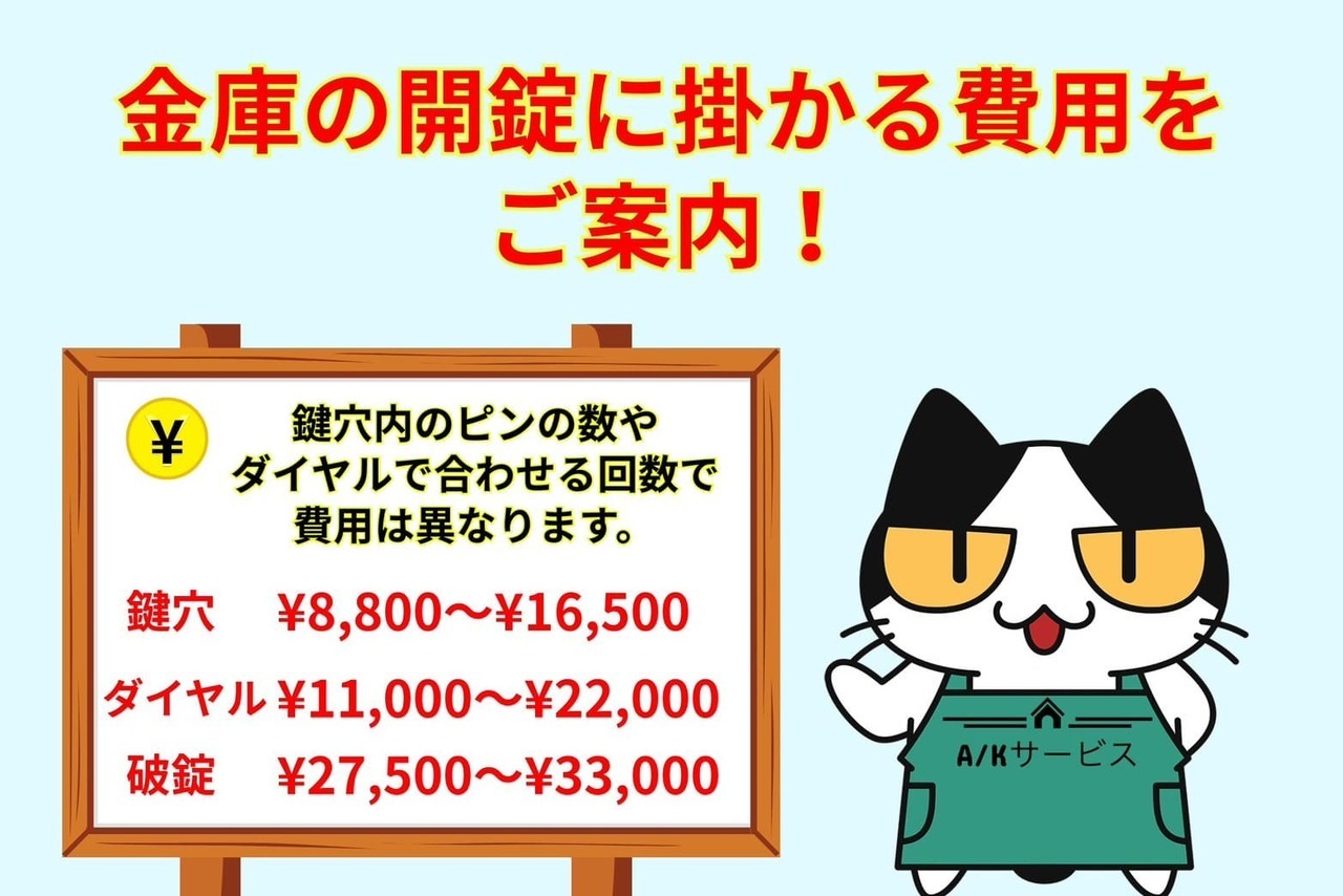 金庫の鍵開錠に掛かる費用をご案内！
