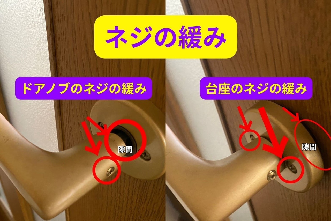 ドアノブのネジの緩み