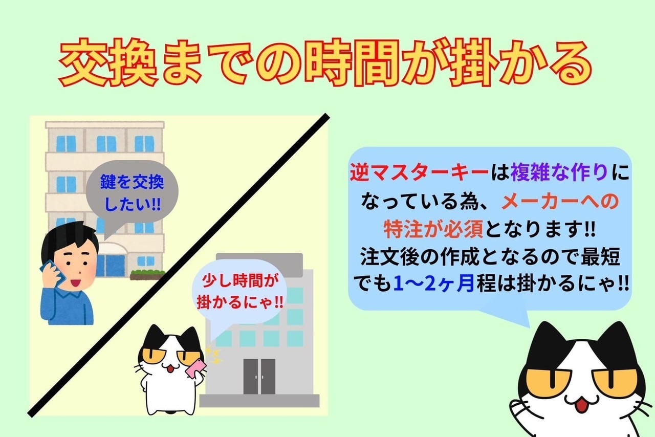 逆マスターキーの鍵の交換は時間が掛かる