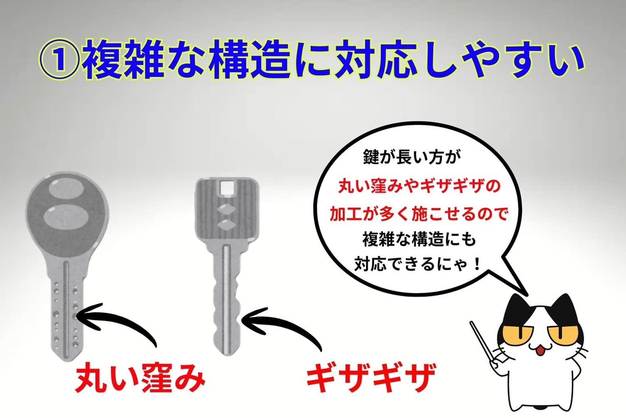 長い鍵のメリット①複雑な構造に対応しやすい