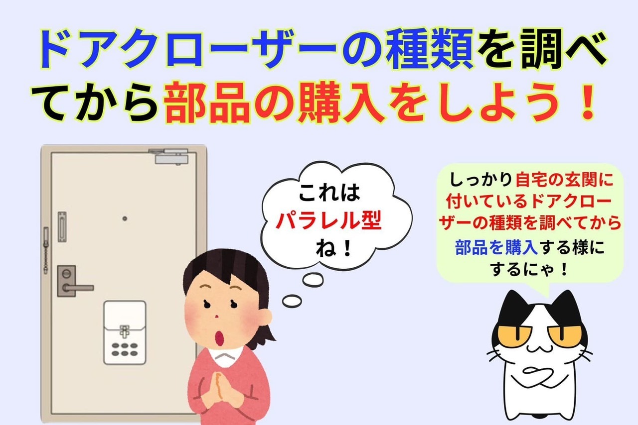 ドアクローザーの種類をきちんと確認した後、部品の購入をする！