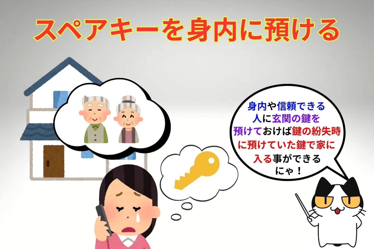 スペアキーを身内に預ける