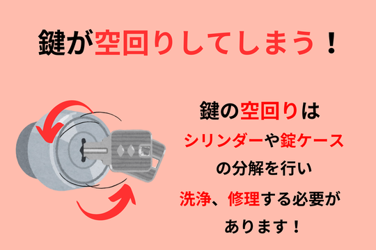 鍵が空回りする場合は洗浄や修理を行う必要があります！