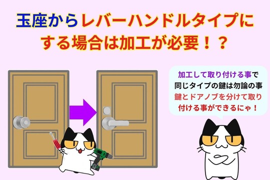 玉座からレバーハンドルタイプにする場合は加工が必要！？