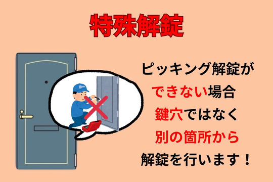 玄関の鍵特殊解錠（ピッキング解錠ができない場合）