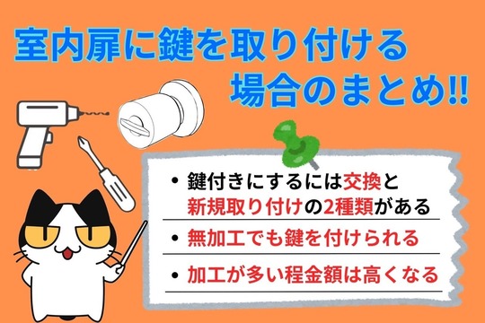 室内扉の鍵を取り付ける場合のまとめ‼︎