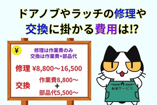 ドアノブやラッチの修理や交換に掛かる費用は⁉︎